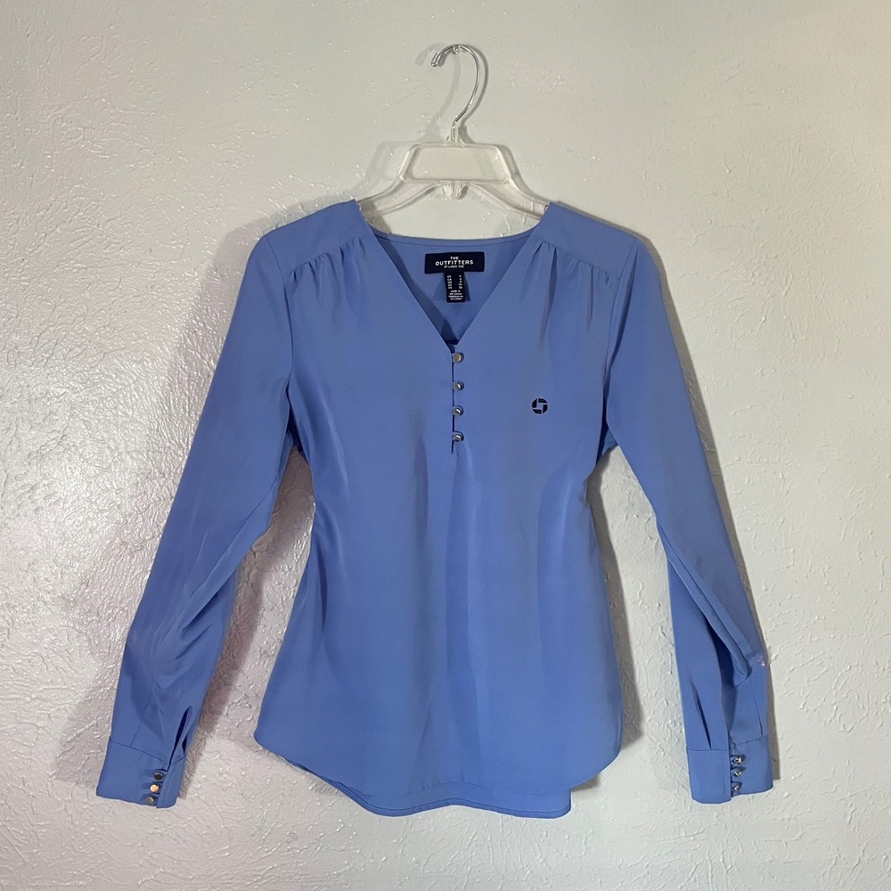 Lands End Chase Bank Gold Button Blouse